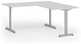 Kancelársky stôl PRIMO BETA L, 1600 x 1800 mm, sivá podnož, biela