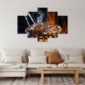 Obraz steaku na grile (150x105 cm)
