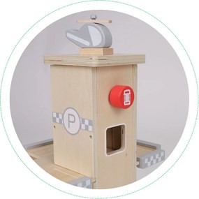Drevená 3-poschodová garáž s výťahom, autíčka a vrtuľník ECOTOYS pre deti 3+