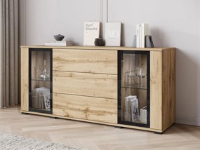 Široká komoda Hedvis SB 150 2D3S, Farby: wotan, Osvetlenie: osvetlenie LED biele