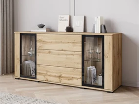 Široká komoda Hedvis SB 150 2D3S, Farby: wotan, Osvetlenie: osvetlenie LED biele