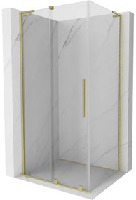 Mexen Velar L, sprchový kút s posuvnými dverami 110 x 75 cm, 8mm číre sklo, zlatá matná, 871-110-075-03-55