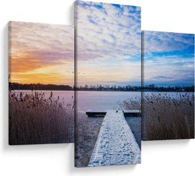 Obraz - Zamrznuté jazero, Ełk, Mazury, Poľsko (90x60 cm)