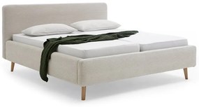 Čalúnená posteľ taupe s úložným priestorom 140 x 200 cm menčester piesková MUZZA