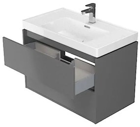 Cersanit Crea - závesná skrinka s umývadlom 80cm, sivá, S924-017+K114-017