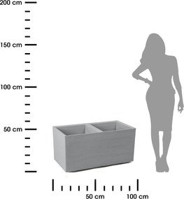 PLASTOVÝ KVETINÁČ NA KOLIESKACH BETONIQUE ECO 39X39X78 CM DREVENÝ DEKOR SIVÁ