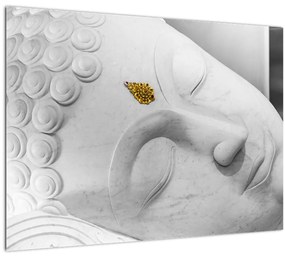 Sklenený obraz - Biely Budha (70x50 cm)