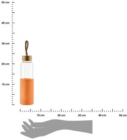 Sklenená fľaša Hollie Orange 600 ml bambusové veko