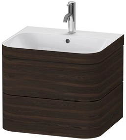 DURAVIT Happy D.2 Plus c-bonded závesná skrinka s nábytkovým umývadlom s otvorom, 2 zásuvky, 575 x 490 x 480 mm, orech kartáčovaný, HP4635O6969