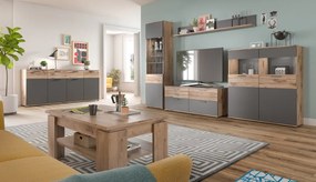 Široká komoda so zásuvkou Mason, dub/šedá