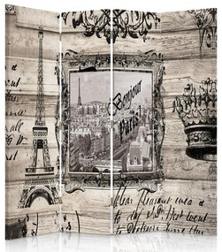 Ozdobný paraván, Bonjour Paris - 145x170 cm, štvordielny, klasický paraván