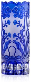 Bohémia Crystal Ručne brúsená váza Secesia Modrá 300mm