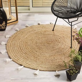 Okrúhly koberec v bielo-prírodnej farbe ø 120 cm Shira – douceur d'intérieur