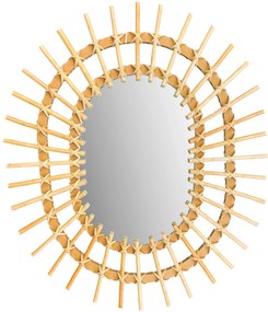 Tutumi, nástenné zrkadlo Boho 57x49 cm QDJ5749, svetlá hnedá, HOM-02819