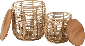 2ks prírodný ratanový odkladací stolík Ellen Rattan - 48*48*52 / 38*38*40 cm