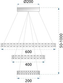 Toolight - LED stropné svietidlo Vegas 20+40+60 + diaľkové ovládanie, biela, OSW-07857