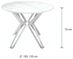Wooded Jídelní stůl Atlanta z masivu DUB Průměr stolu: 120 cm +2.500 Kč, Barva kovu: Černá