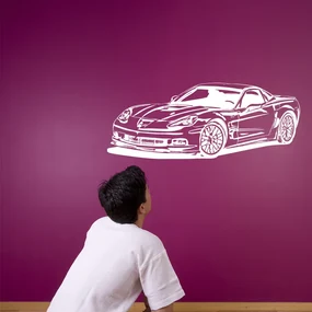 Sablio Samolepka na stenu: Pretekárske auto 2 - 90x36 cm