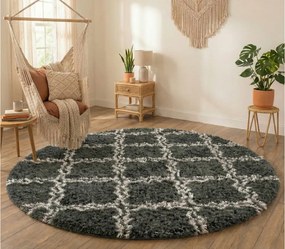 TZ Tmavosivý okrúhly vzorovaný koberec shaggy Decor Latern Rozmer: 120 cm