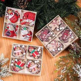 Sada vianočných drevených ozdôb GINGERBREAD, 12 ks