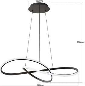 Brilagi - LED stmievateľný luster na lanku INFINITY LED/80W/230V 80x80 cm čierny + diaľkové ovládanie