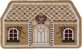 Hnedá kokosová rohožka perníková chalúpka Gingerbread – 75*45*1,5 cm