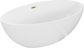 Mexen Nike vaňa voľne stojaca 175 x 100 cm, biela, preliv zlatý 540717510
