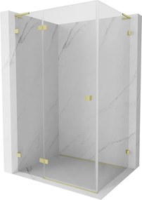 Mexen Lunar L, sklápací sprchový kút ľavý 80 x 90 cm, 8mm číre sklo, zlatý matný profil, 834L-080-090-55-00-L