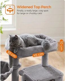 Škrabadlo pre mačky, mačací strom, 96 cm, svetlo šedá