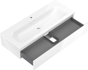 Mexen Orio, kúpeľňová skrinka 120 cm s umývadlom Vela, 1 zásuvka, biela lesklá, 91A10-12023-1-BF00-W23M00