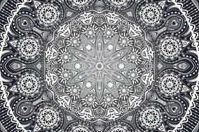 Tapeta okrasná Mandala s krajkou v čiernobielej - 150x100
