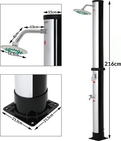 Solárna sprcha KARIBIK, 35 l, čierna/strieborná Jurhan