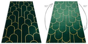 Koberec EMERALD exkluzívny 1021 glamour, styl art deco fľaškovo zelený / zlatý