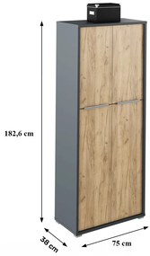 Policová skriňa Hamila NEW TYP 07 (grafit + dub artisan). Vlastná spoľahlivá doprava až k Vám domov. 1028761