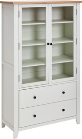 XXXLutz VITRÍNA, dub, borovica, číra, prírodná farba, biela, 100/165/43 cm MID.YOU - Sklenené vitríny - 002510001201