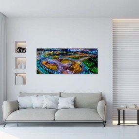 Obraz - panoráma nočného mesta (120x50 cm)