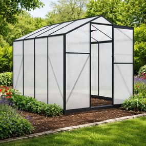Skleník so základňou BestBerg BBGH-806B / 4,8 m² / 252 × 190 × 194 cm / čierna