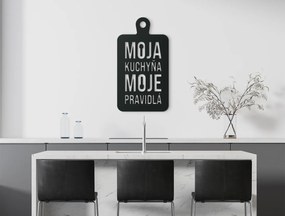 drevko Drevený obraz do kuchyne Moja kuchyňa moje pravidlá Rozmer obrazu: 50 x 27 cm, Farba dekorácie: Čierna