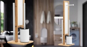 Tutumi REA - Bambusový kúpeľňový stojan na toaletný papier a kefu, White 321502, HOM-04000