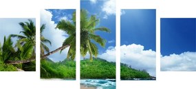 5-dielny obraz nádherná pláž na ostrove Seychely - 200x100