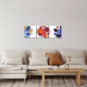 Obraz farebných kruhov (s hodinami) (90x30 cm)