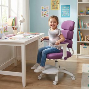 Detská rastúca stolička Neoseat KIDDY THREE — látka, prateľný poťah, fialová