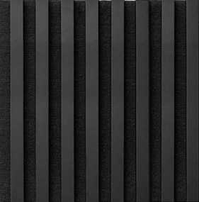 Dekoračné panely, čierny mat 3D lamely na filcovom podklade, rozmer 30 x 30 cm, IMPOL TRADE