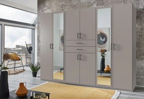 Šatníková skriňa so zrkadlami Düsseldorf, 270 cm, šedá sahara