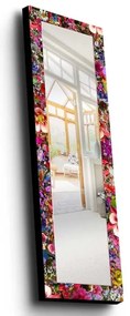 Nástenné zrkadlo 120x40 cm borovica/kvety