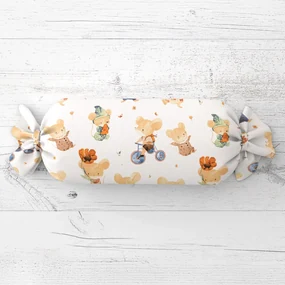 Biante Detský vankúš valec bonbon Sandra SA-611 Hravé myšky na bielom 15x40 cm