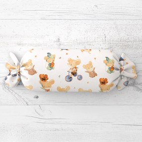 Biante Detský vankúš valec bonbon Sandra SA-611 Hravé myšky na bielom 15x60 cm