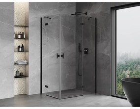 Mexen Mist-H Duo, 2-krídlový výklopný sprchový kút 70 x 120 cm, číre sklo, čierny profil, 8A5-070L-120P-70-00