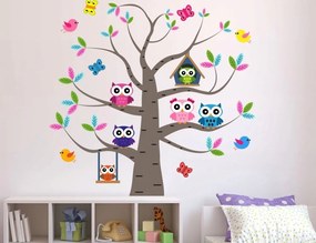 Rozkošná nálepka do detskej izby sovičky na strome 100 x 100 cm
