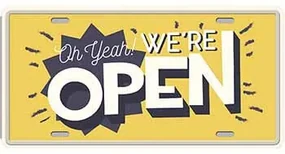 Ceduľa značka We Are Open